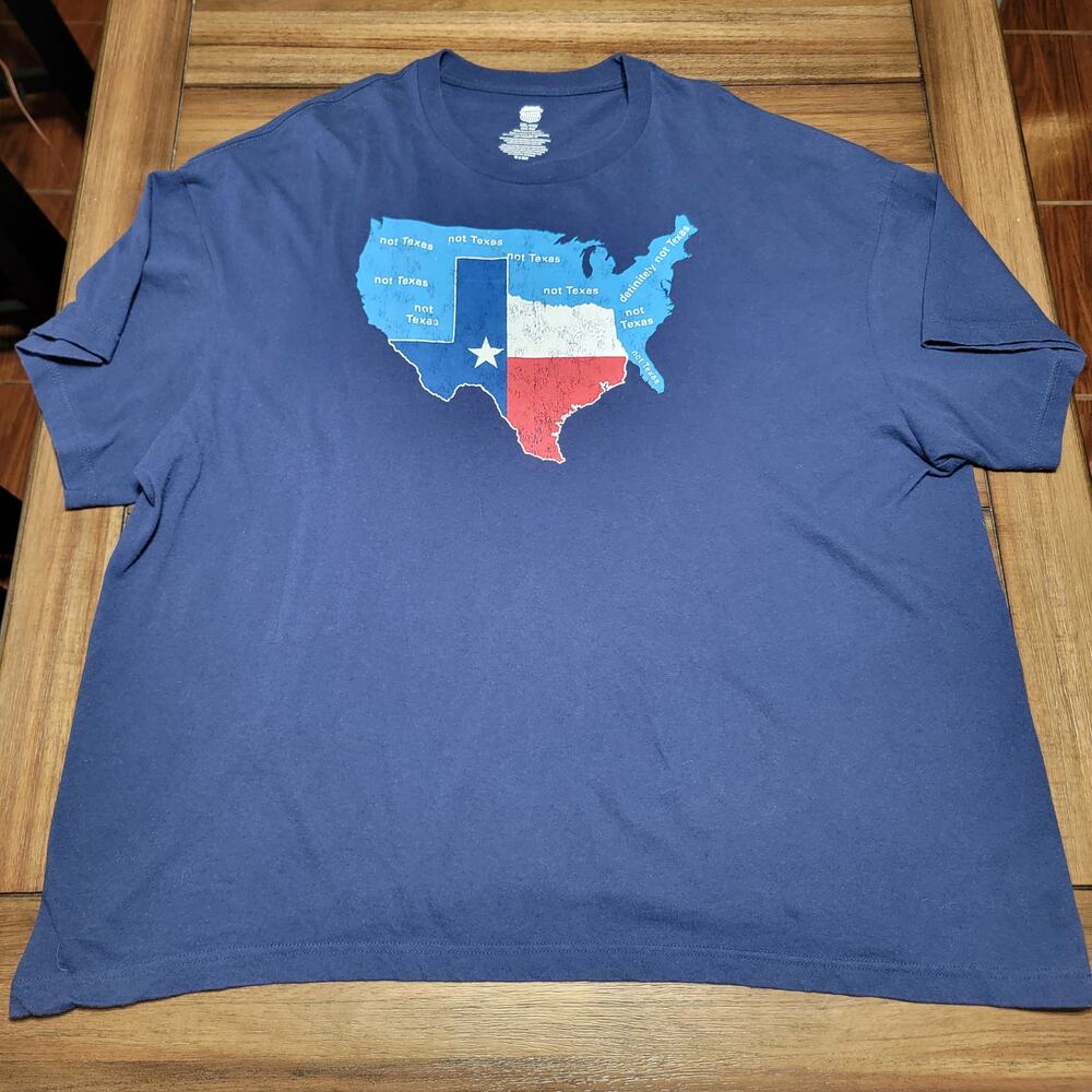 American Summer Dark Blue Unisex Tee "Texas/Not Texas" Map - Size 3XL (54-56)